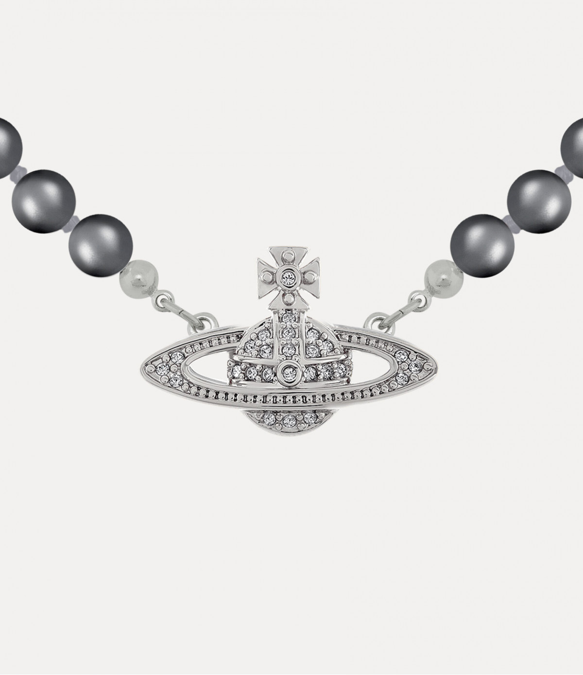 Колье Vivienne Westwood Mini Bas Relief Pearl choker (Dark Grey)