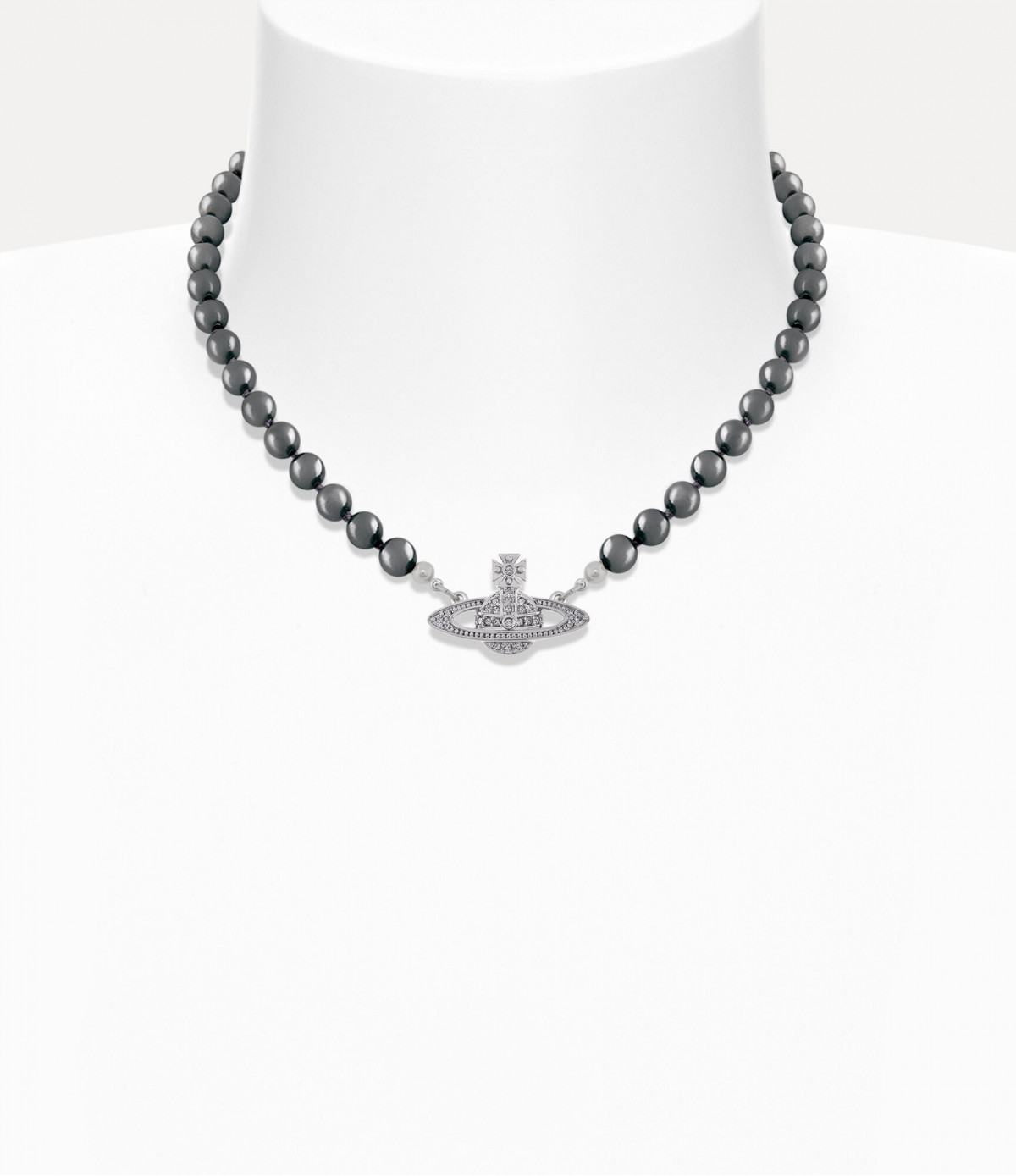 Колье Vivienne Westwood Mini Bas Relief Pearl choker (Dark Grey)