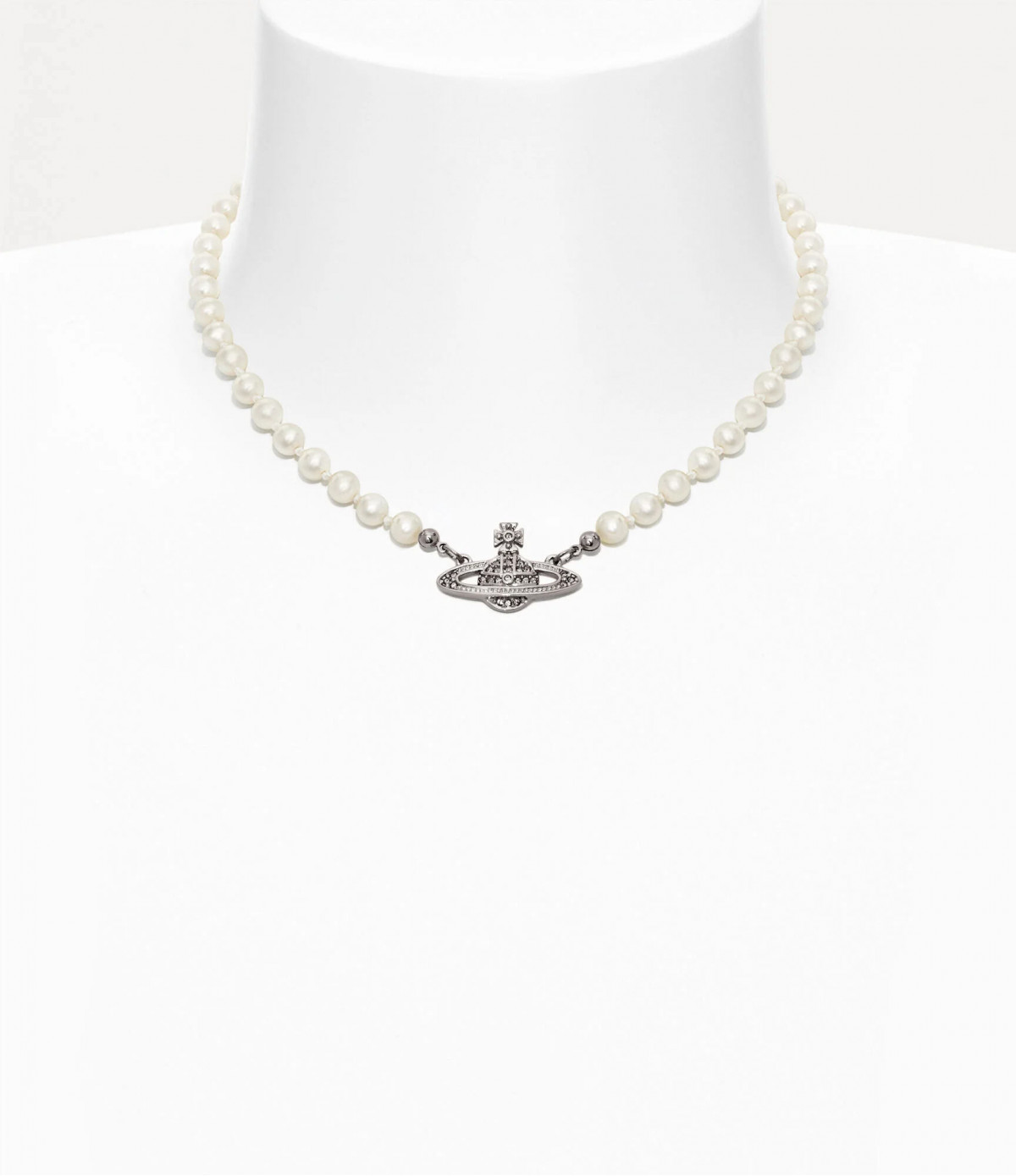 Колье Vivienne Westwood Mini Bas Relief Pearl choker (Silver)