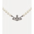 Колье Vivienne Westwood Mini Bas Relief Pearl choker (Silver)